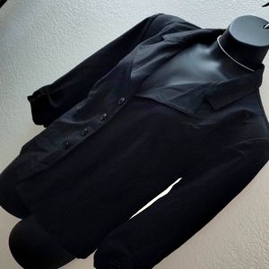 Black Soft Taylored 4 Button Blazer 3/4 Sleeves Ruched Wrists Plus Size 24W